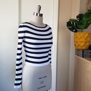 Chic Striped Boatneck Sweater Size Large NEW!
